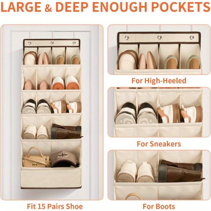 LARGE & DEEP ENOUGH POCKETS

Fit 15 Pairs Shoe

For High-Heeled

For Sneakers

For Boots