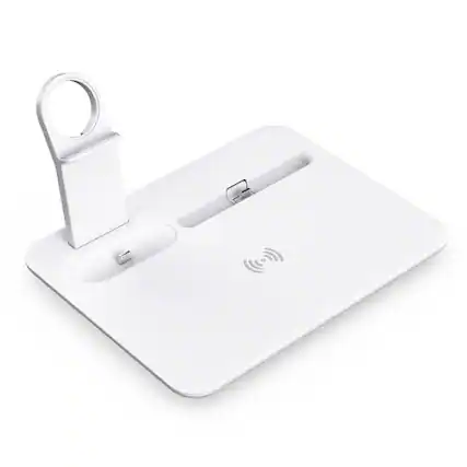Front. Trexonic - 4 in 1 Fast Charge Wireless Charging Station - White.