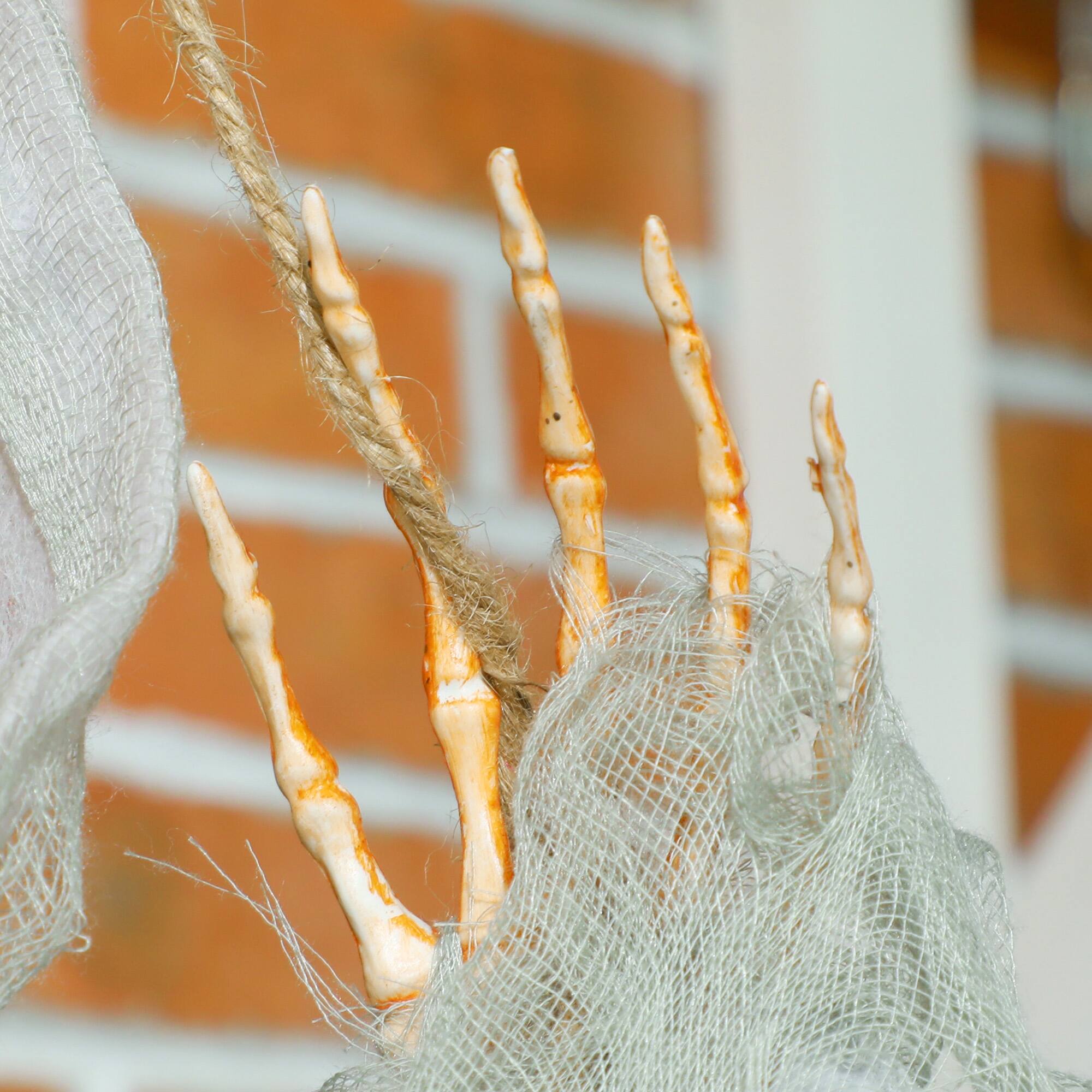 Alt View 8. Homcom - 3.9' Outdoor Hanging Halloween Decoration, Pumpkin Ghost, Sound Activated Prop with Light Up Eyes & Creepy Howling Sound - Green.