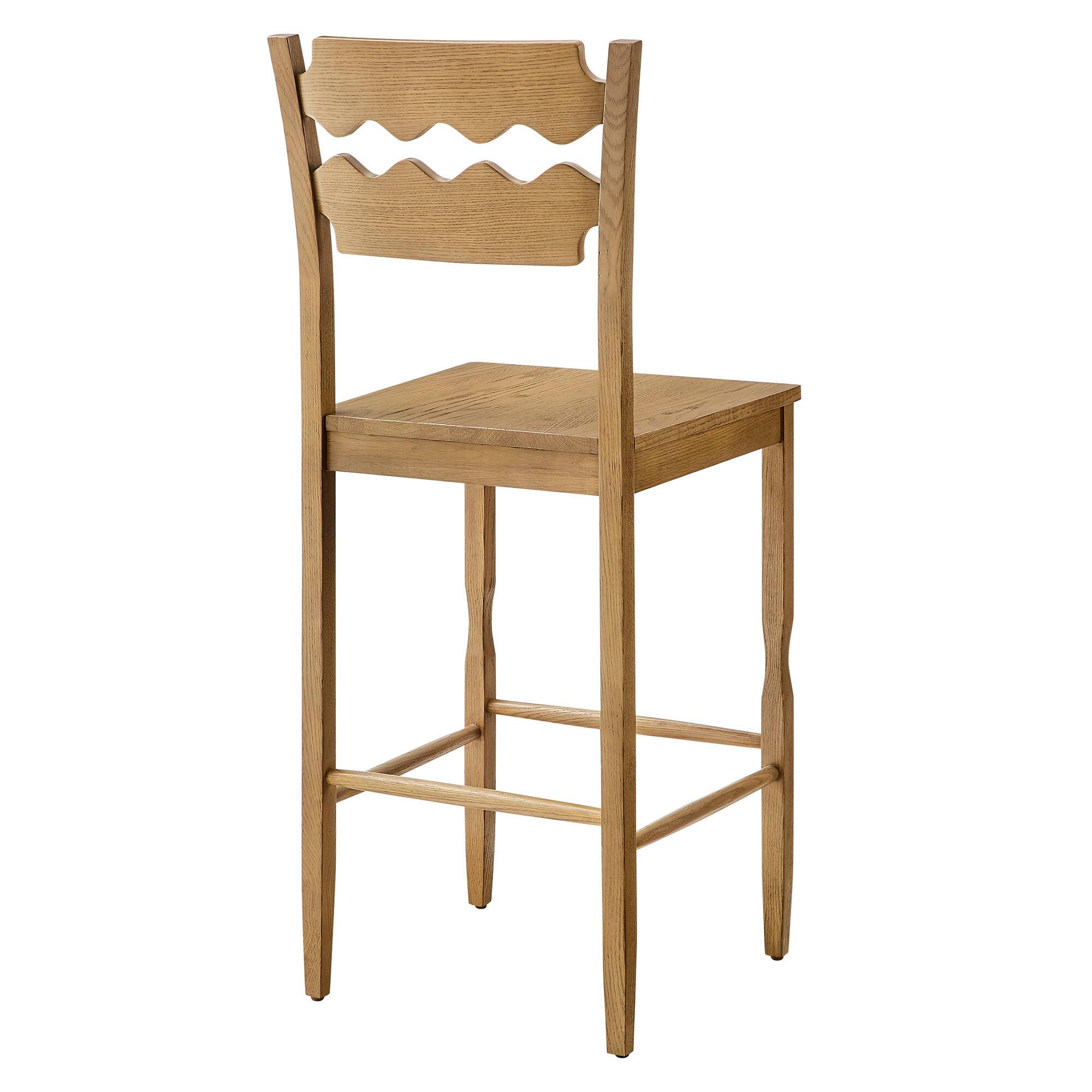 Alt View 3. Modway - Jax Oak Wood Bar Stool With Wavy Razor Back by Modway - Weathered Oak.