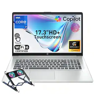 HP - Upgraded - 17.3" HD+ Touch Laptop - Intel Core i7-1355U - 16GB RAM 2TB SSD - FP Reader - Backlit KB - Copilot - Laptop Cooler - Silver