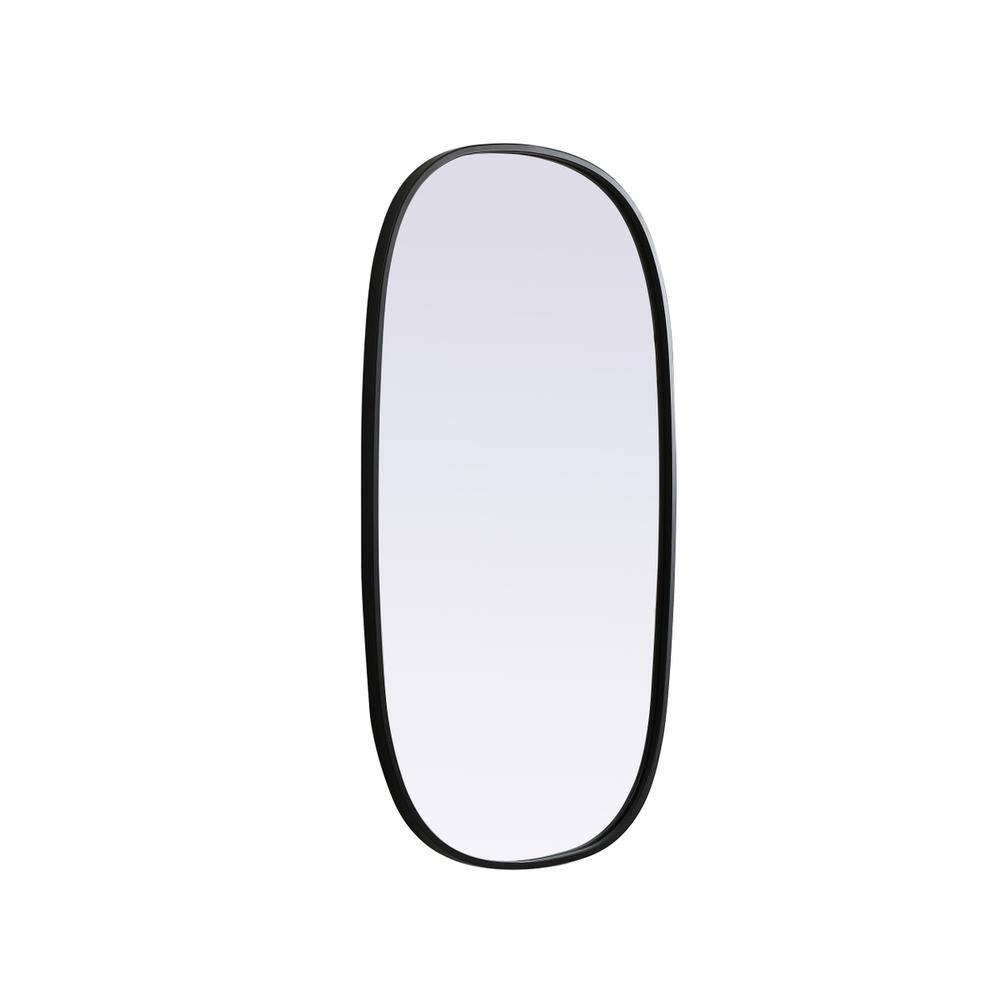 Alt View 1. Elegant Decor - Metal Frame Oval Mirror 20x36 Inch in Black - Black.