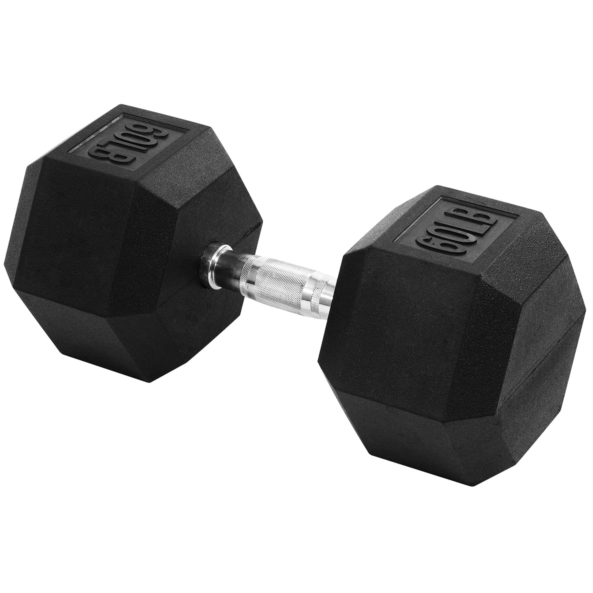 Signature Fitness - Hex Single Dumbbell Strength Training Workout Equipment, 60 lb - Black