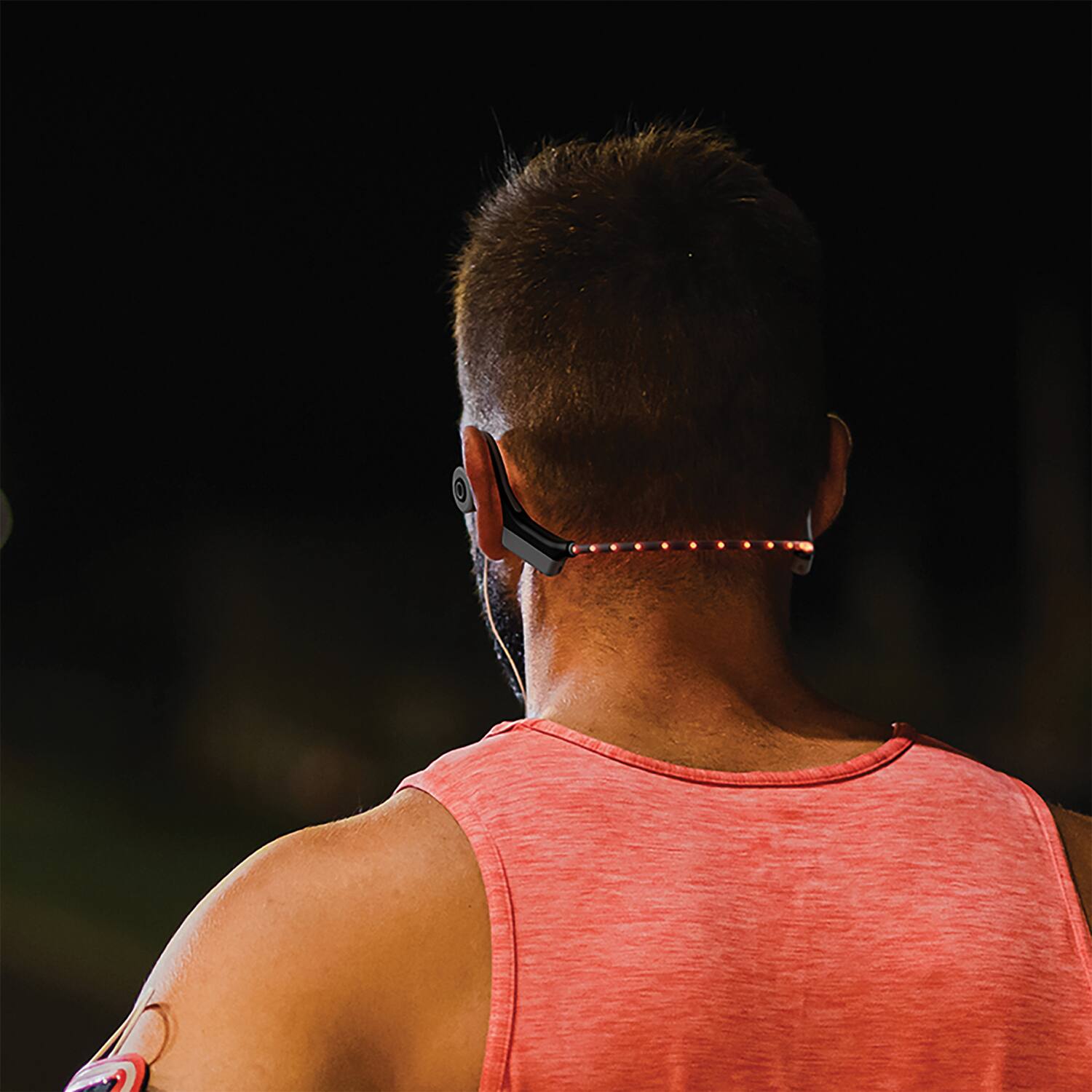 Alt View 2. OPN Sound - Dashlyte Bluetooth® Bone-Conduction LED-Neckband Headphones with Microphone, Black - Black.