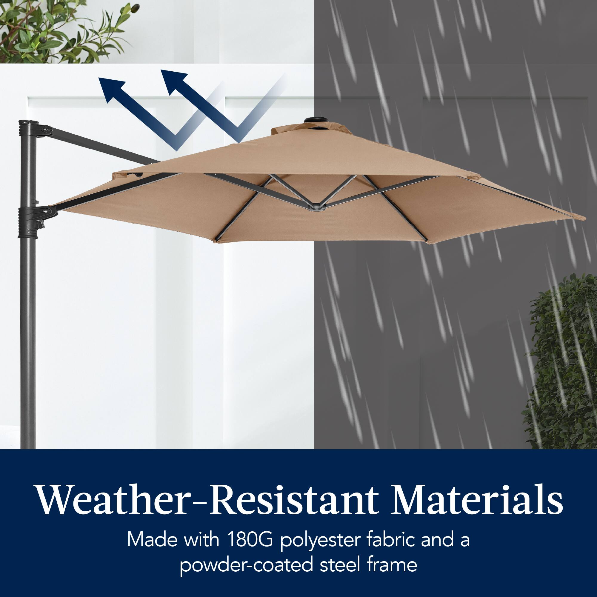 Weather-Resistant Materials  
Made with 180G polyester fabric and a powder-coated steel frame