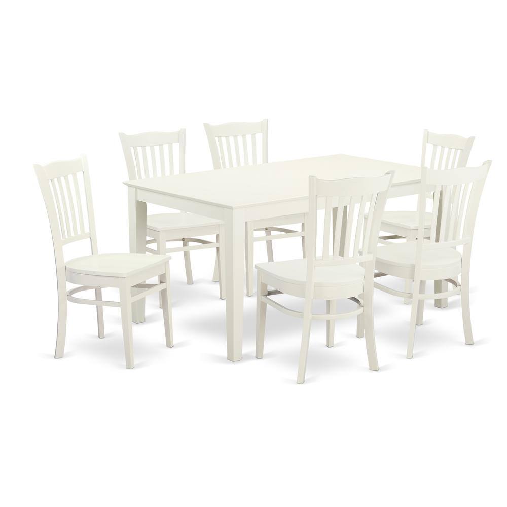 Back. East West Furniture - Dining Room Set Linen White - Brown.