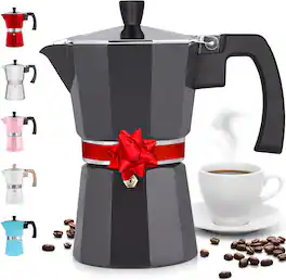Zulay Kitchen - Stovetop Espresso Maker - Moka Pot 6 Espresso Cups - Silver