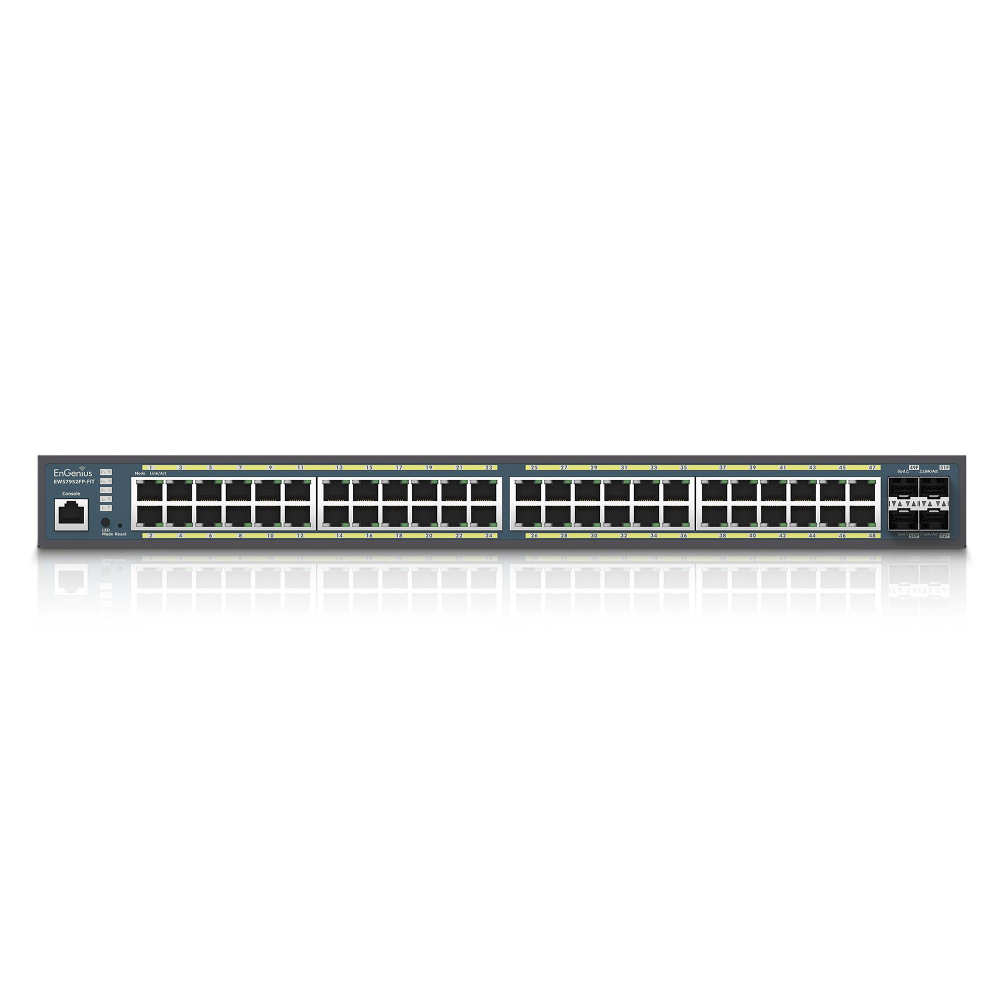 Engenius - EWS7952FP-FIT 48-Port Gigabit PoE+ Managed Switch | 740W Budget, 4 SFP | Cloud & On-Prem Hybrid - metal