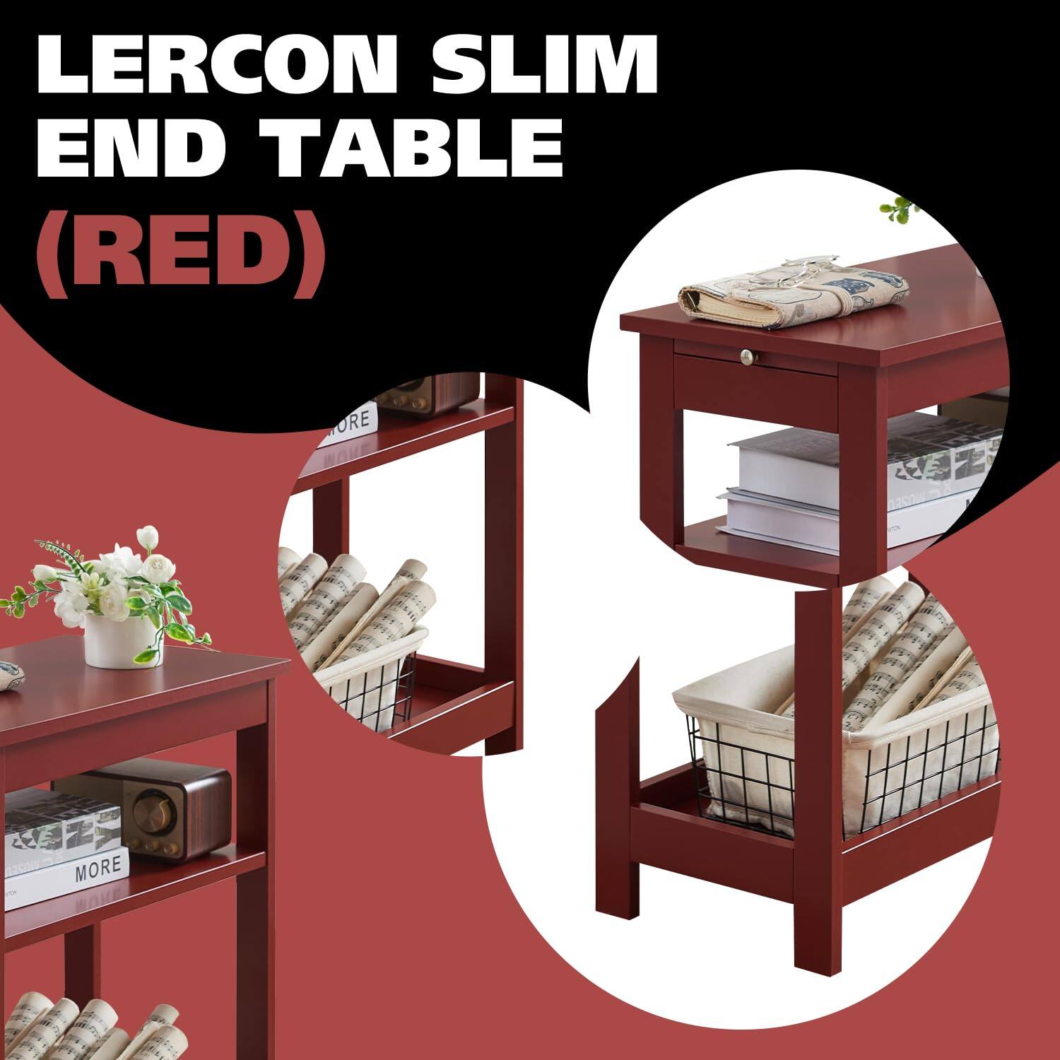 LERCON SLIM END TABLE (RED)
