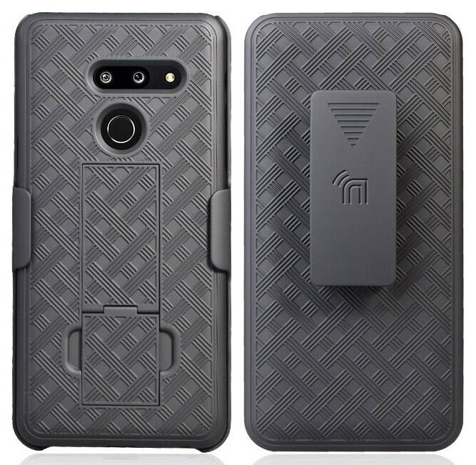 Alt View 2. Nakedcellphone - Case with Stand and Belt Clip Holster for LG G8 ThinQ Phone - Black.