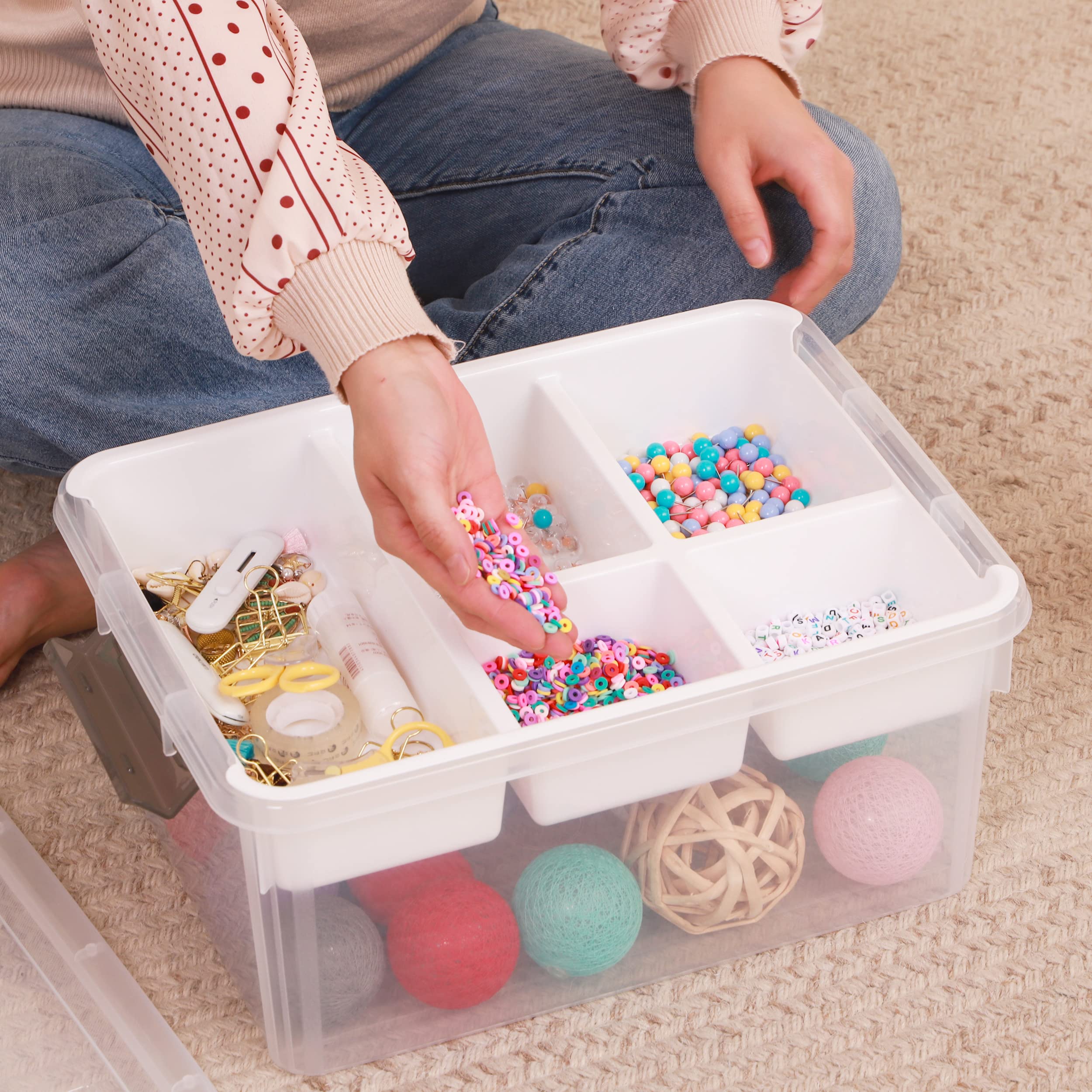 Alt View 1. HM 1810 - Citylife 17 QT Storage Box Removable Tray Craft Organizers Storage Storage Container Organizing Bead - 17 Qt- 1 Pack.