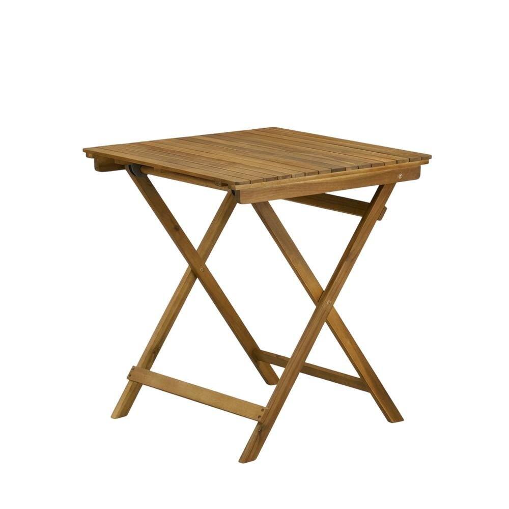 Left. Outdoor Escape - 3-Pc Oil-Finish Wood Patio Dining Set with Folding Table and 2 Camping Chairs - Natural Oil.