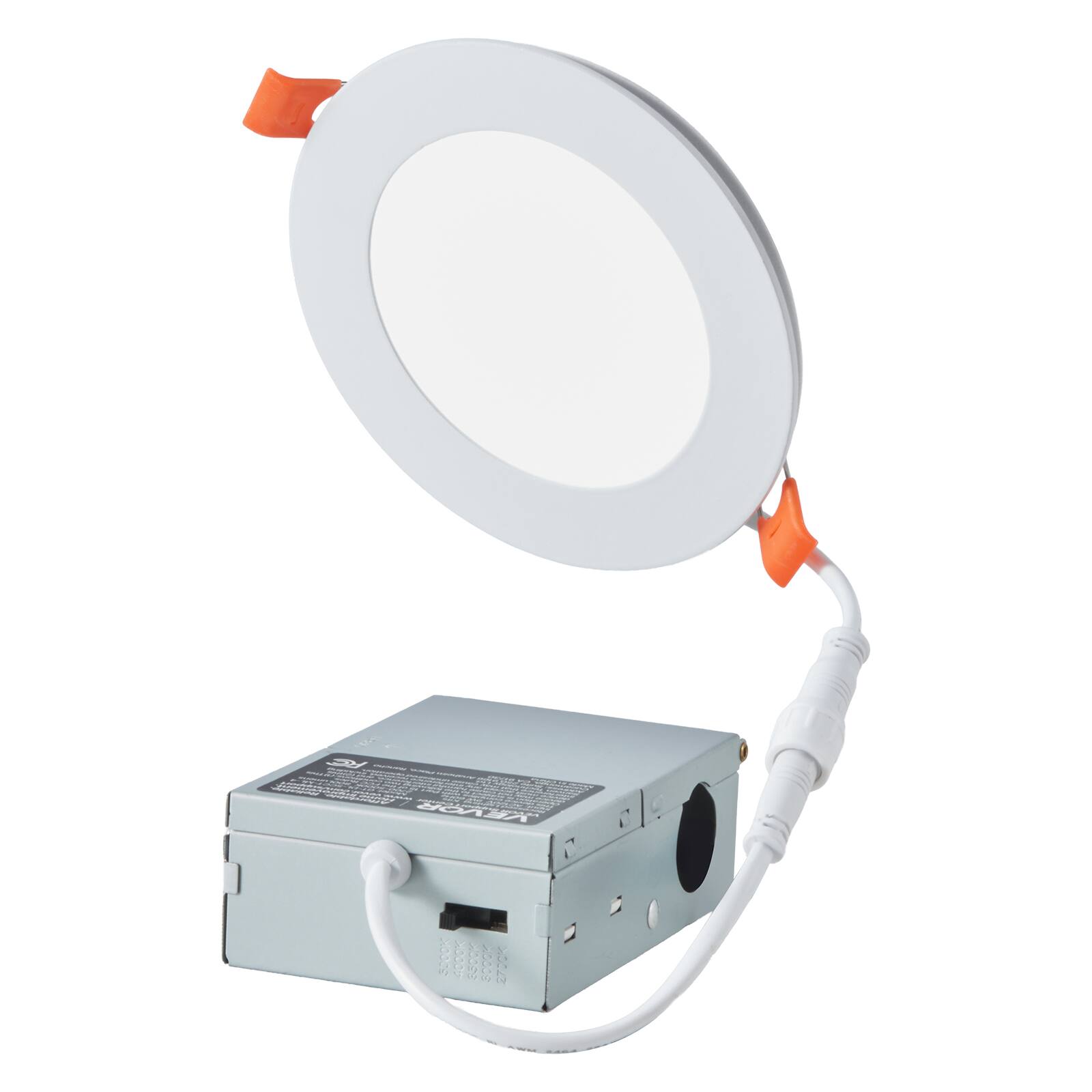 Alt View 5. VEVOR - 12 Pack 4 Inch LED Recessed Ceiling Light, 5CCT, Ultra-Thin Canless Wafer Downlight with Junction Box, 2700K/3000K/3500K - White.