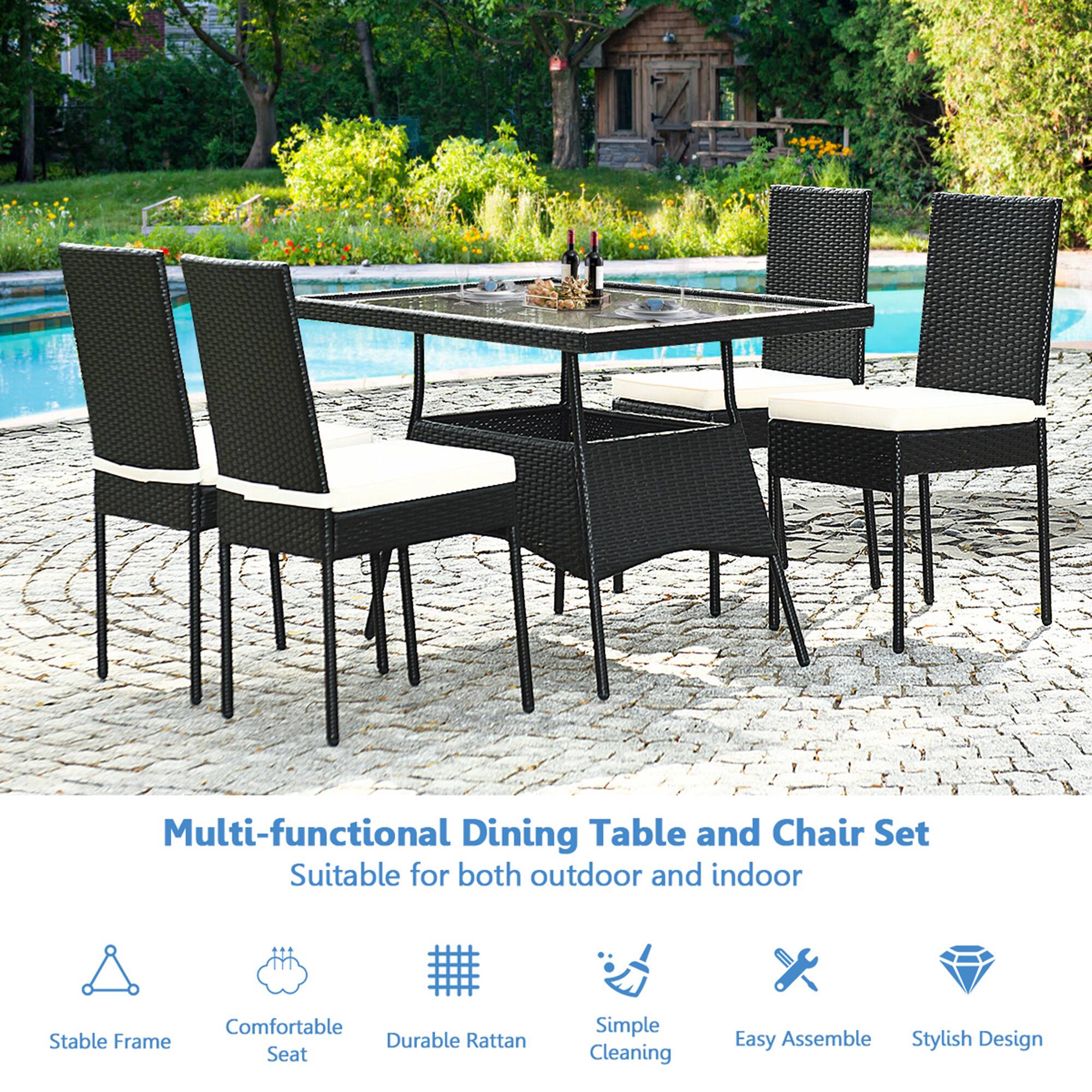 Multi-functional Dining Table and Chair Set
Suitable for both outdoor and indoor
Stable Frame
Comfortable Seat
Durable Rattan
Simple Cleaning
Easy Assemble
Stylish Design