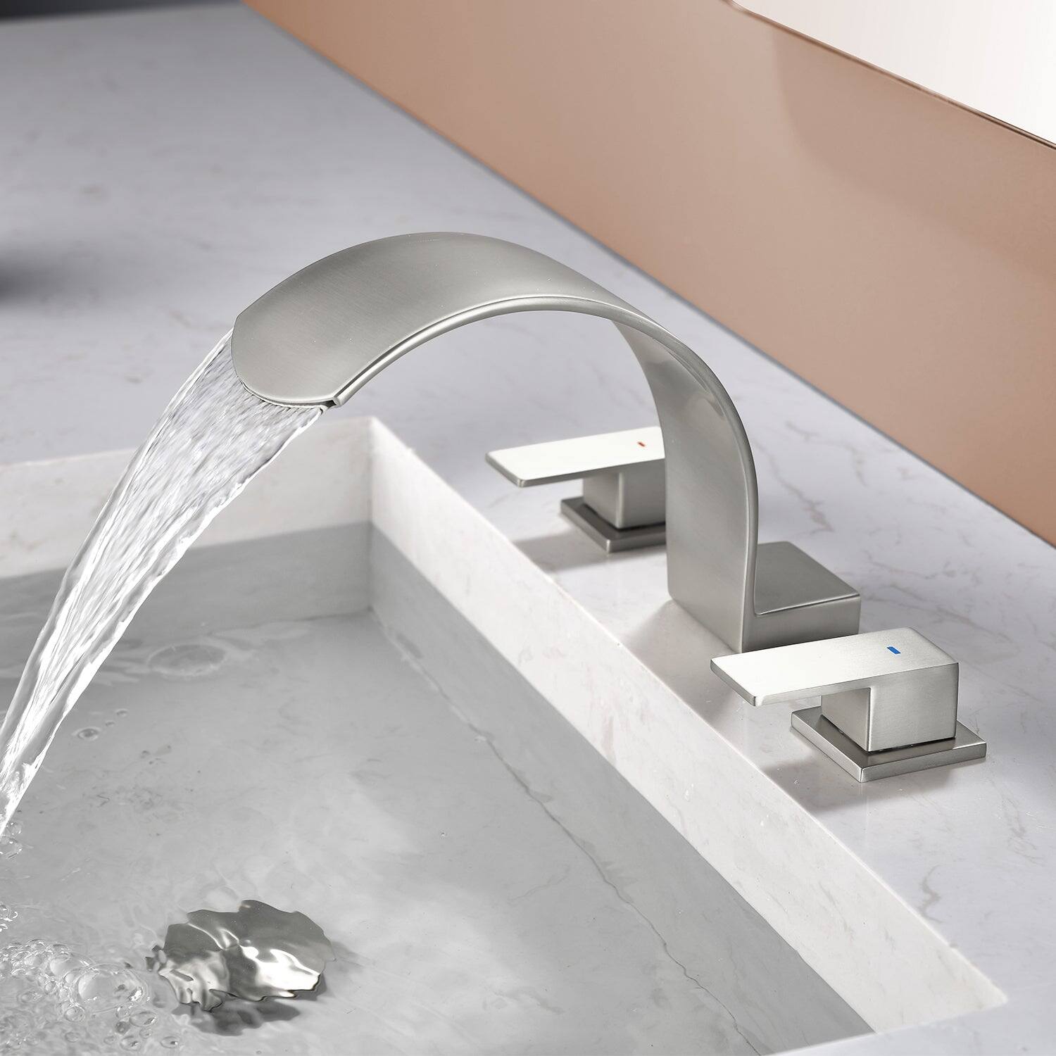 Alt View 1. Boyel Living - Brushed Faucet SUS304 Waterfall Spout cUPC Quick Connect Dual Handle - Brushed Nickel.