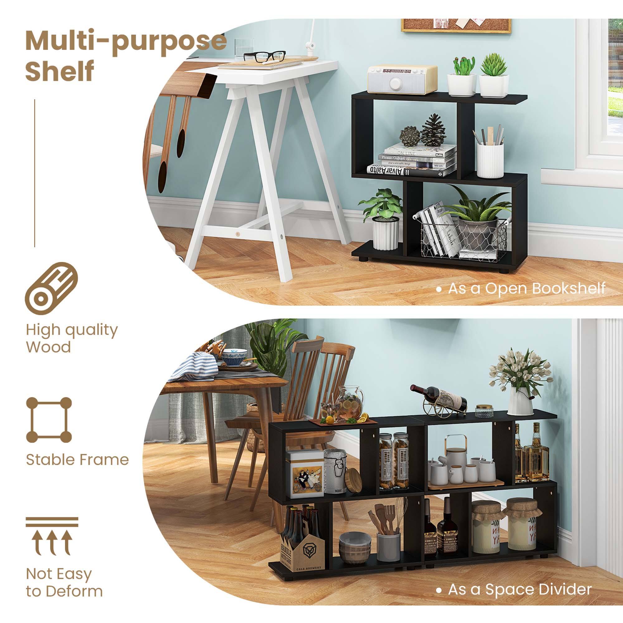 Multi-purpose Shelf: High quality wood, stable frame, and not easy to deform. As a space divider or open bookshelf.