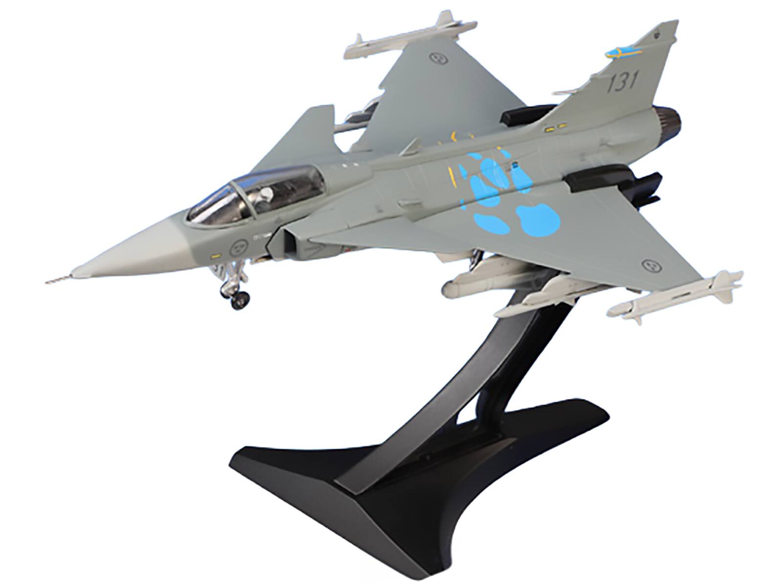 Alt View 3. Aviation 72 - Saab JAS 39A Gripen Fighter Aircraft "Cat’s Paw Livery" (2006) Swedish Air Force 1/72 Diecast Model by Aviation 72.