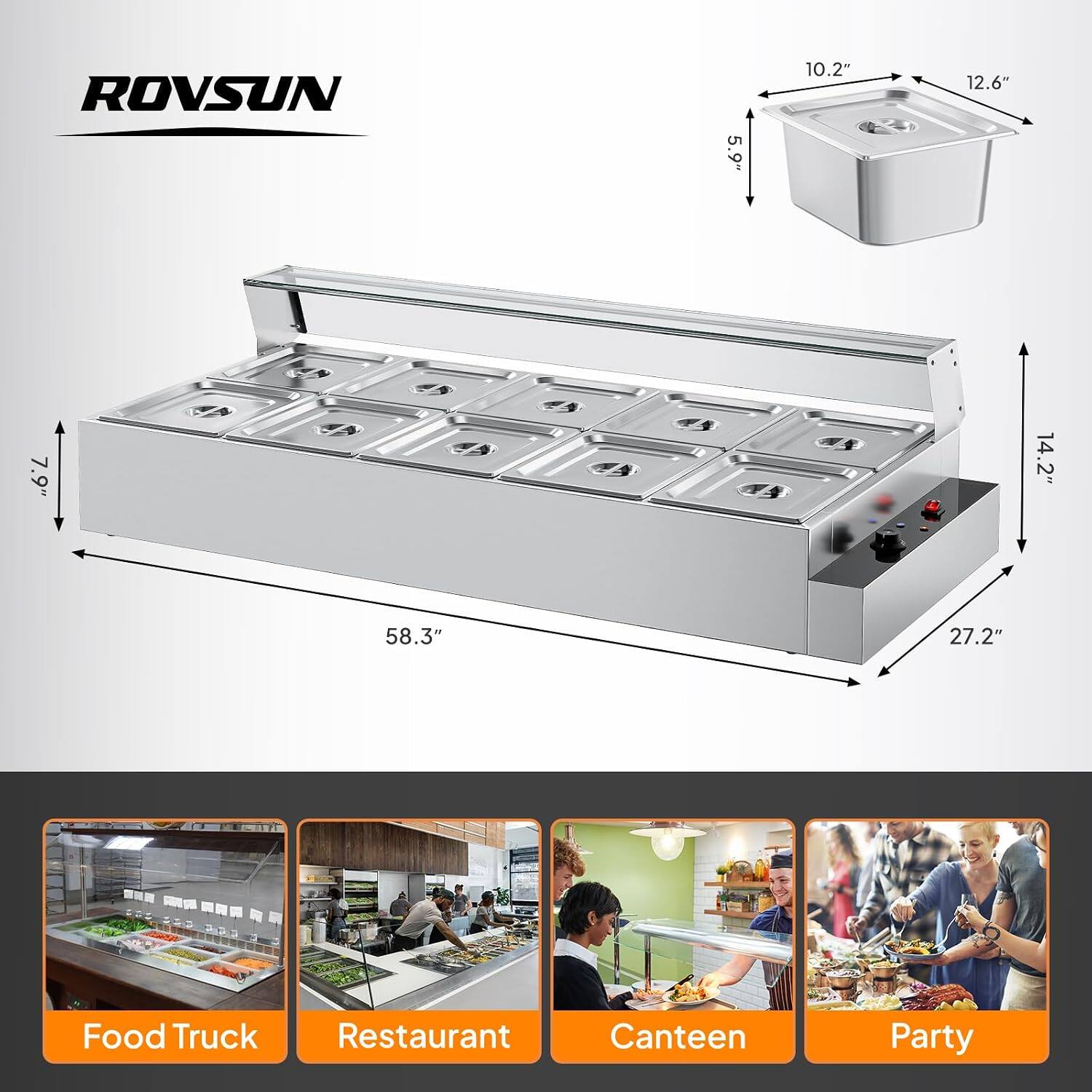 ROVSUN

5.9"
10.2"
12.6"
7.9"
14.2"
58.3"
27.2"

Food Truck
Restaurant
Canteen
Party