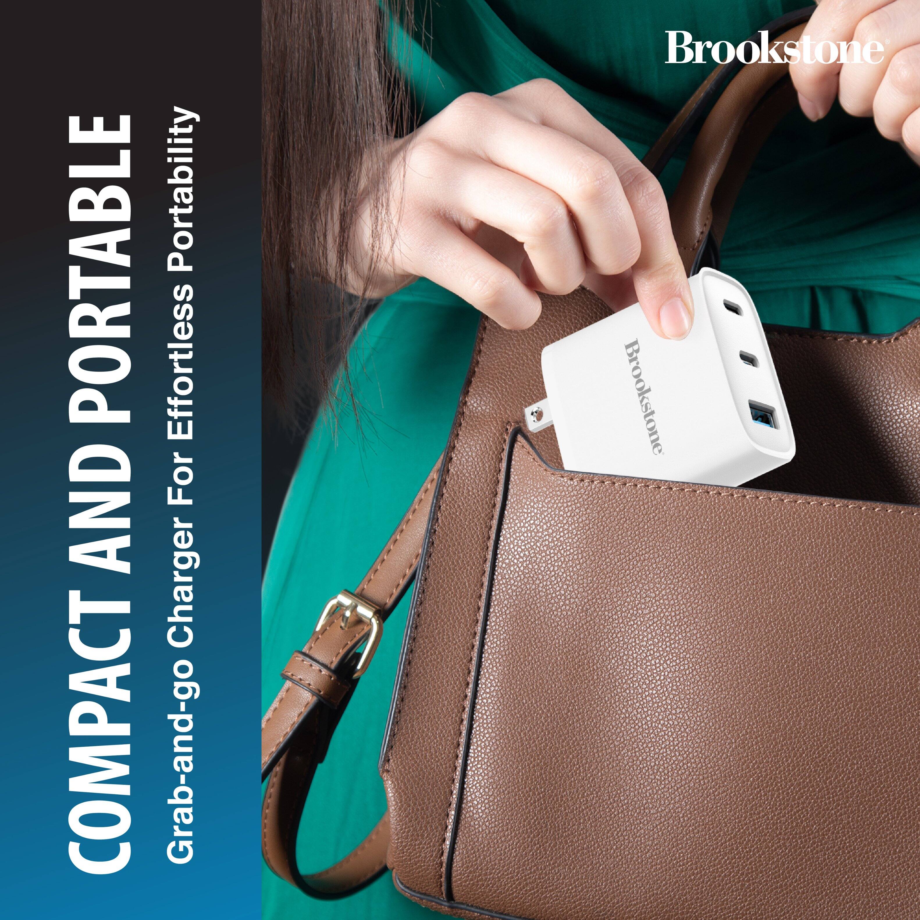 COMPACT AND PORTABLE, Grab-and-go Charger For Effortless Portability, Brookstone, Brookstone