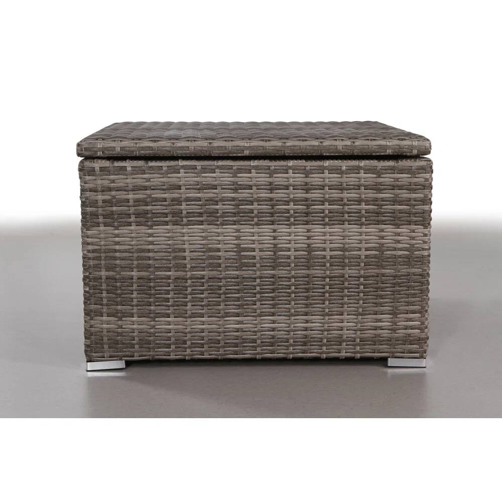 Mondawe - Wicker Outdoor Corner Table with Hidden Storage - Gray