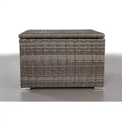 Front. Mondawe - Wicker Outdoor Corner Table with Hidden Storage - Grey.