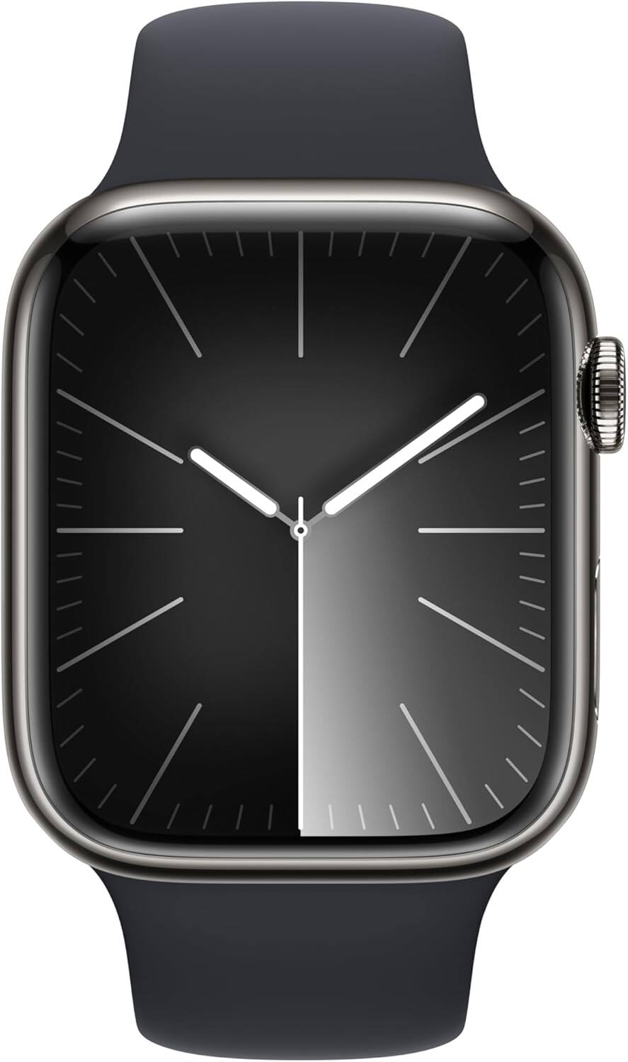 Angle. Apple - Refurbished Watch Series 9 Stainless Steel 45mm A2984 (GPS + Cellular) - Graphite.