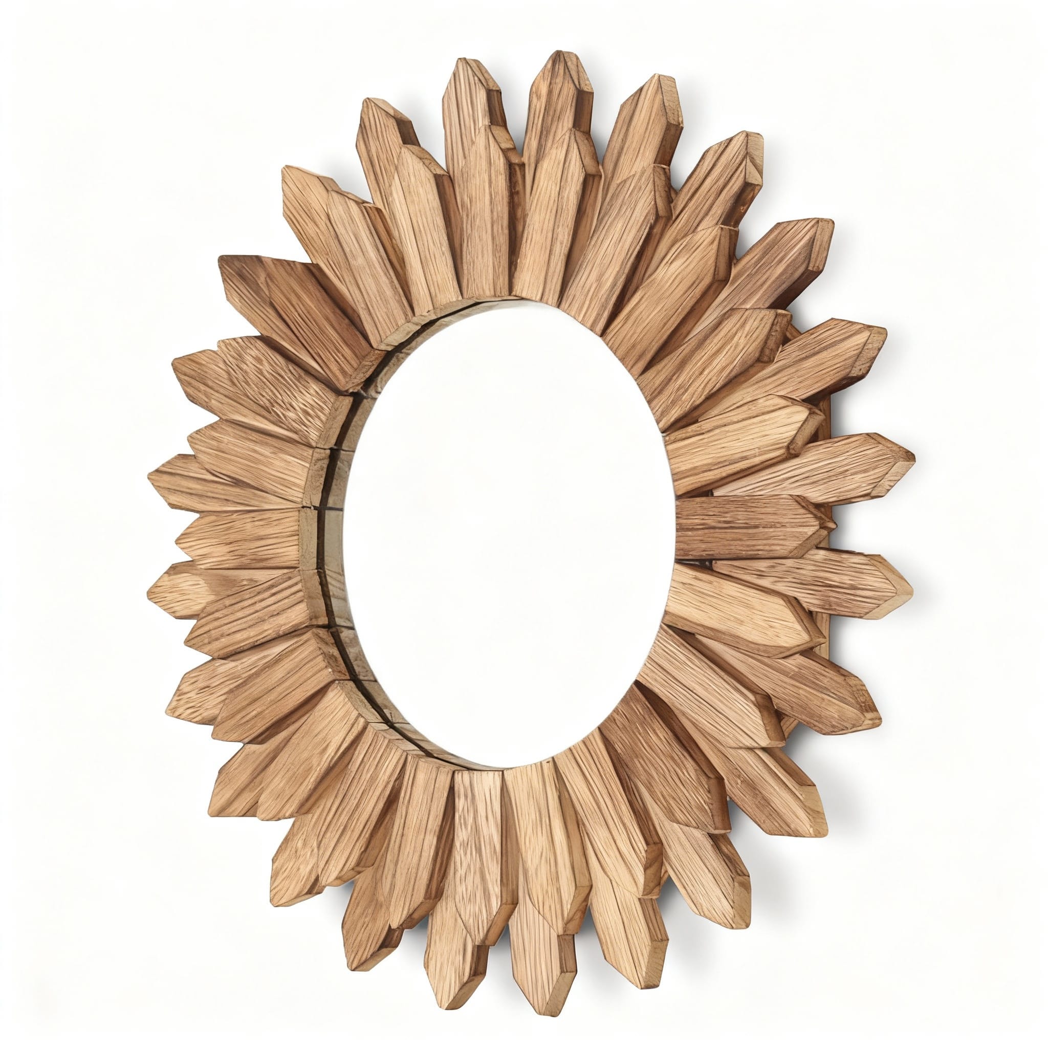 OMOMMD - 12" Rustic Sunburst Wood Mirrors – Boho Wall Decor for Bedroom, Living Room, Entryway - 1