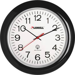 Lorell - 13 1/4" Radio Controlled Wall Clock Analog Quartz White Main Dial Black Case Plastic - White|Black