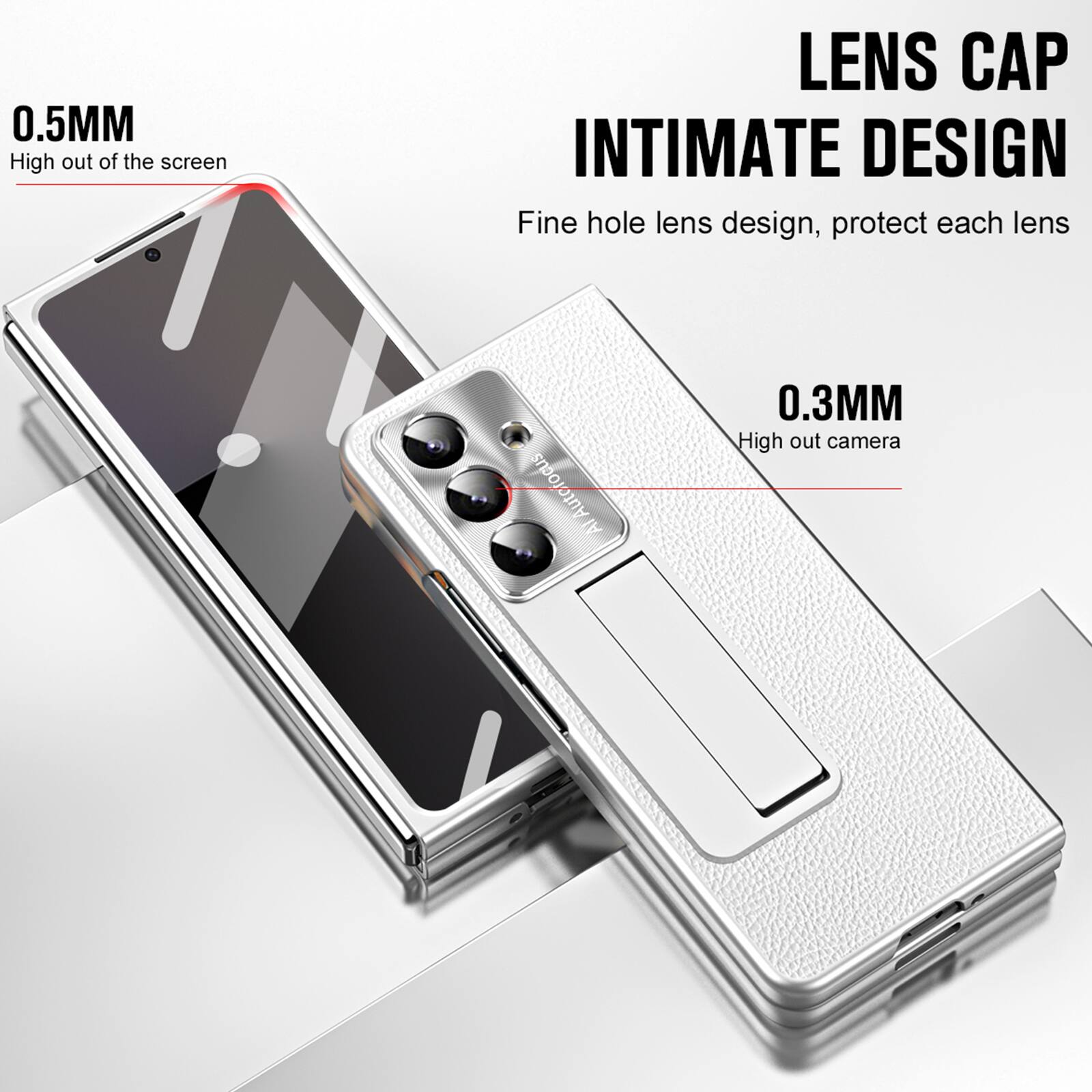 0.5MM High out of the screen

LENS CAP INTIMATE DESIGN Fine hole lens design, protect each lens

0.3MM High out camera