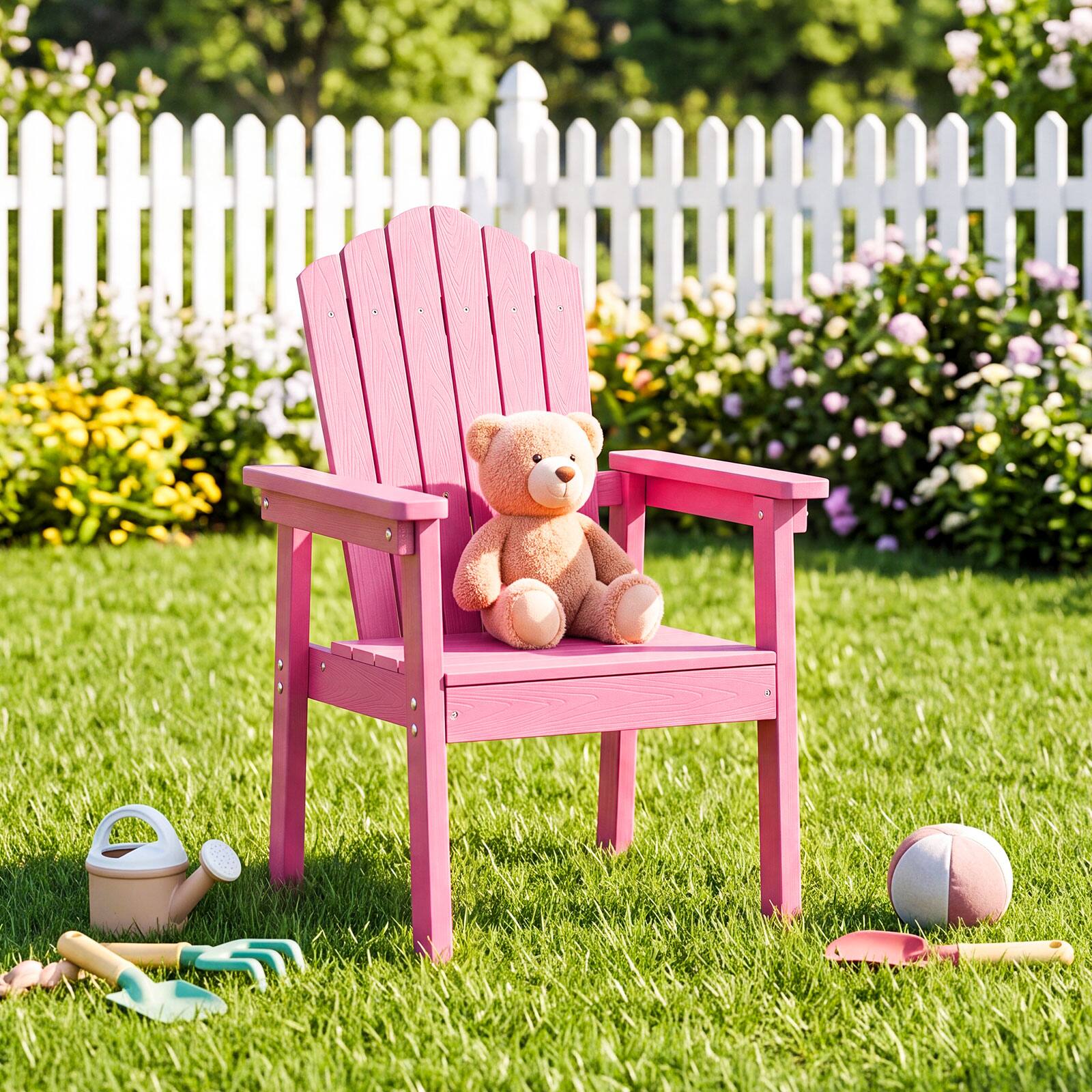 Alt View 1. Costway - Costway 2 PCS Outdoor Adirondack Chair, Patio HIPS Chairs with High Backrest, Wide Armrests - Pink.