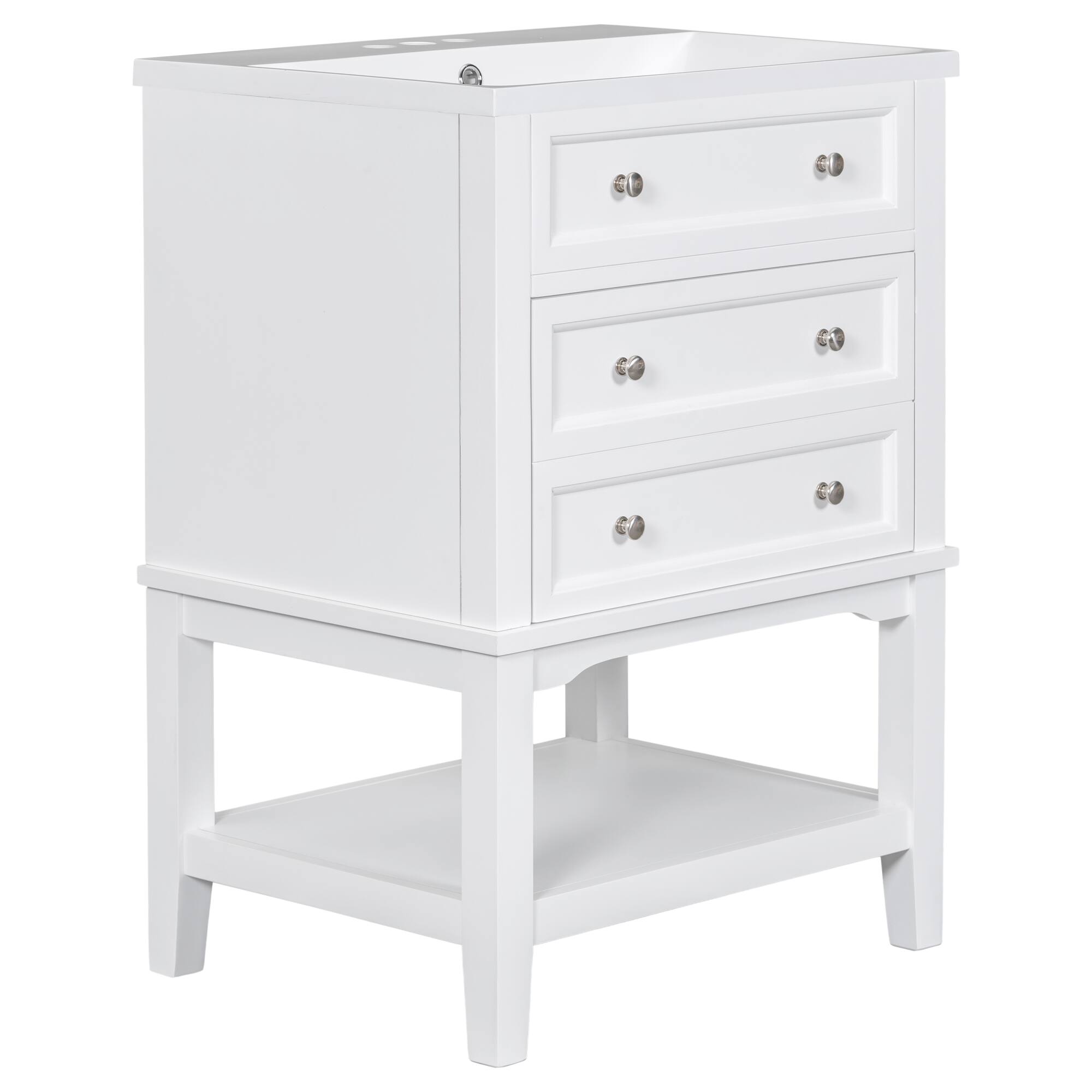 Alt View 8. Tiramisubest - 24" Bathroom Vanity With Sink, Bathroom Storage Cabinet with Drawer and Open Shelf,White - White.