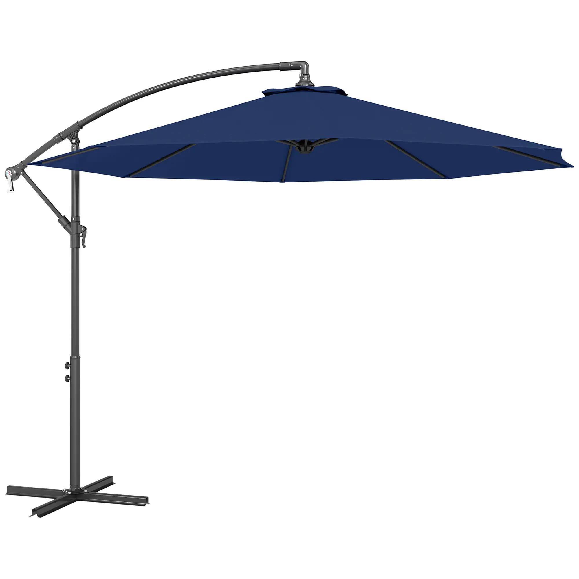 Alt View 7. Spaco - Spaco 10 Ft Cantilever Patio Umbrella, Tilt Offset Shade with Cross Base - Navy Blue.