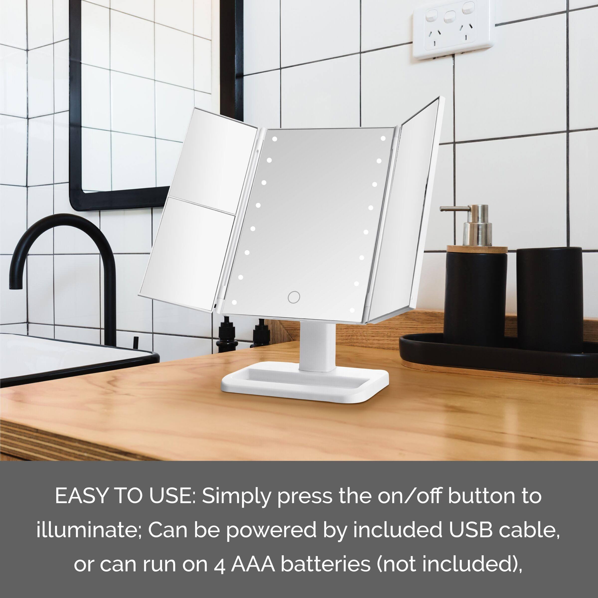 EASY TO USE: Simply press the on/off button to illuminate; Can be powered by included USB cable, or can run on 4 AAA batteries (not included).