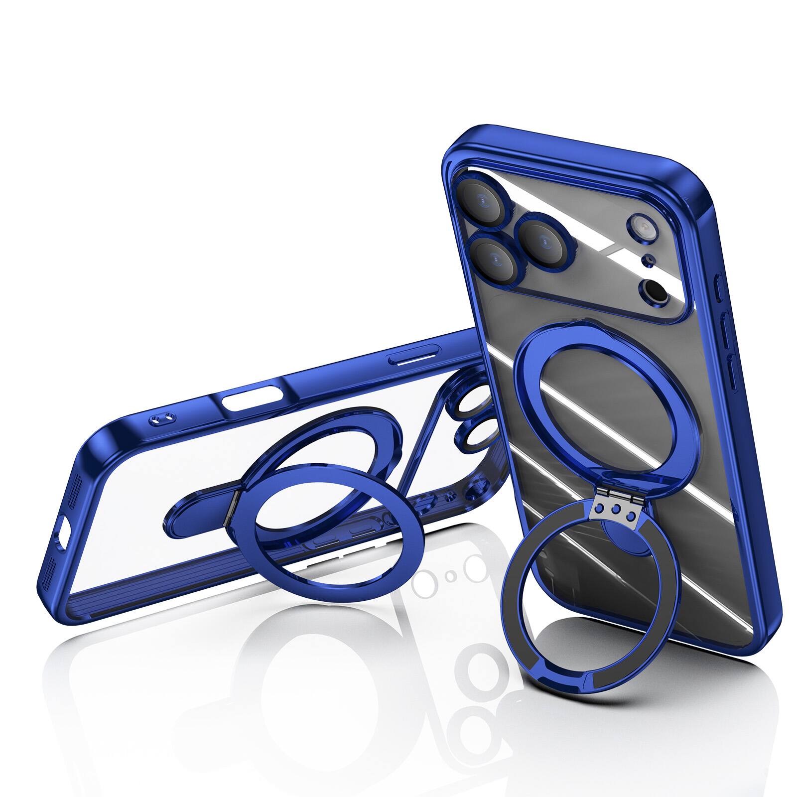 Alt View 2. Dteck - Dteck MagSafe Compatible Case for Apple iPhone 17 Pro Max with Plating Ring Stand Lens Protection Cover - Darkblue.