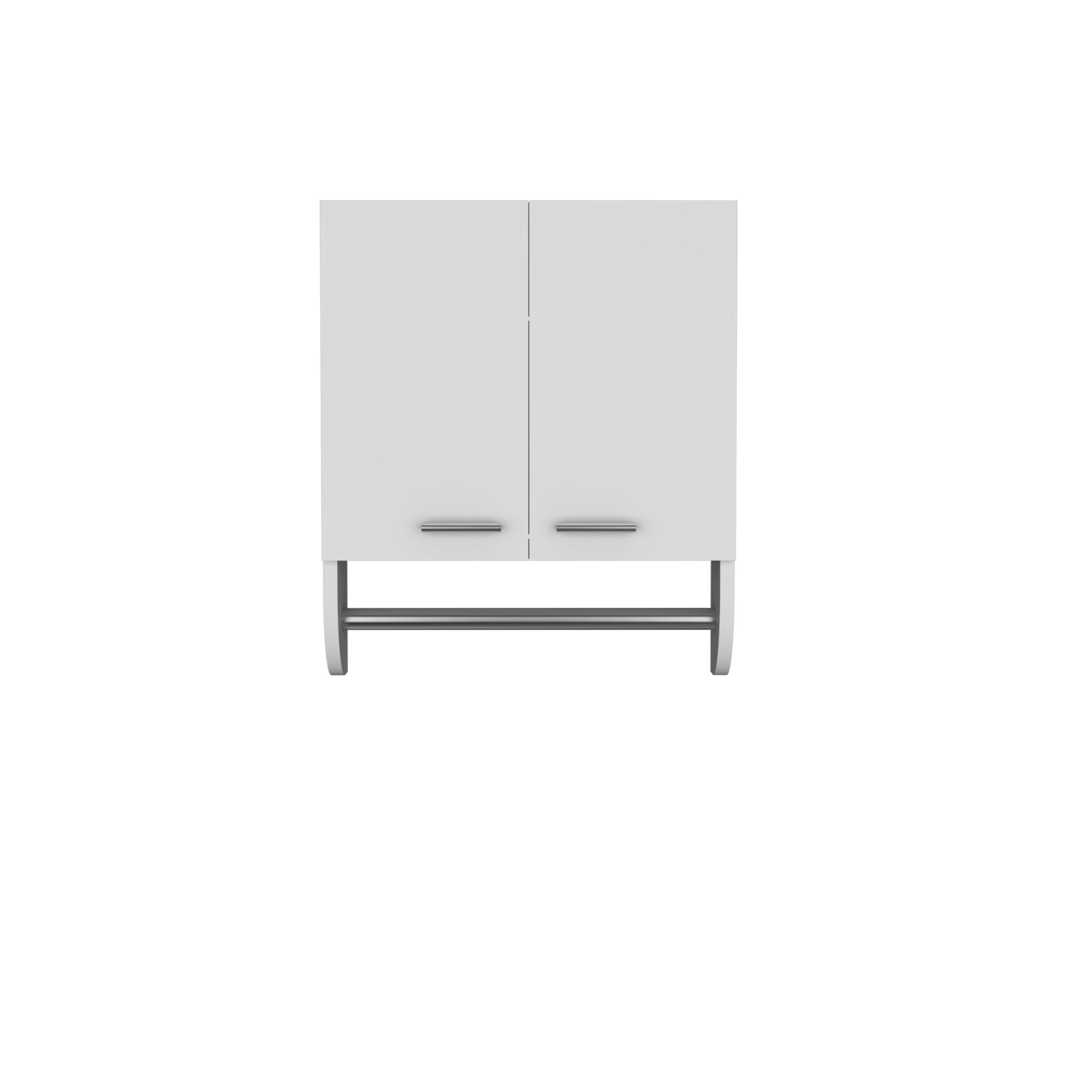 TuHome - Optim Medicine Cabinet With Towel Holder Wide Medice Cabinet Organizer With Two Interior Shelves And Tower Holder - White