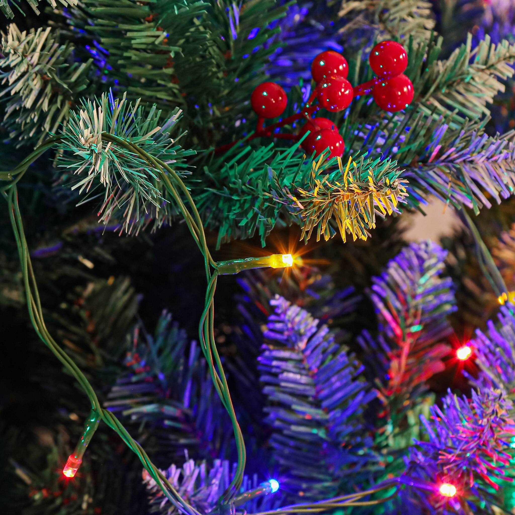 Alt View 4. Forest'nSky - 4 ft. Christmas Tree Artificial Full Xmas Trees with 60pcs LED,308 Branch Tips Metal Hinges - Army Green.