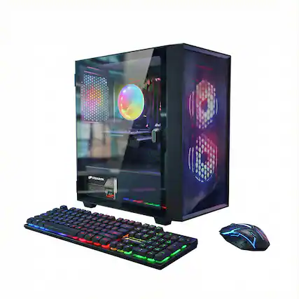 Front. STGAubron - STGAubron Gaming Desktop PC, Intel Core i5 up to 3.7GHz, Radeon RX 550 4G, 16GB RAM, 512GB SSD, WiFi, BT 5.0, Win11H - Black.