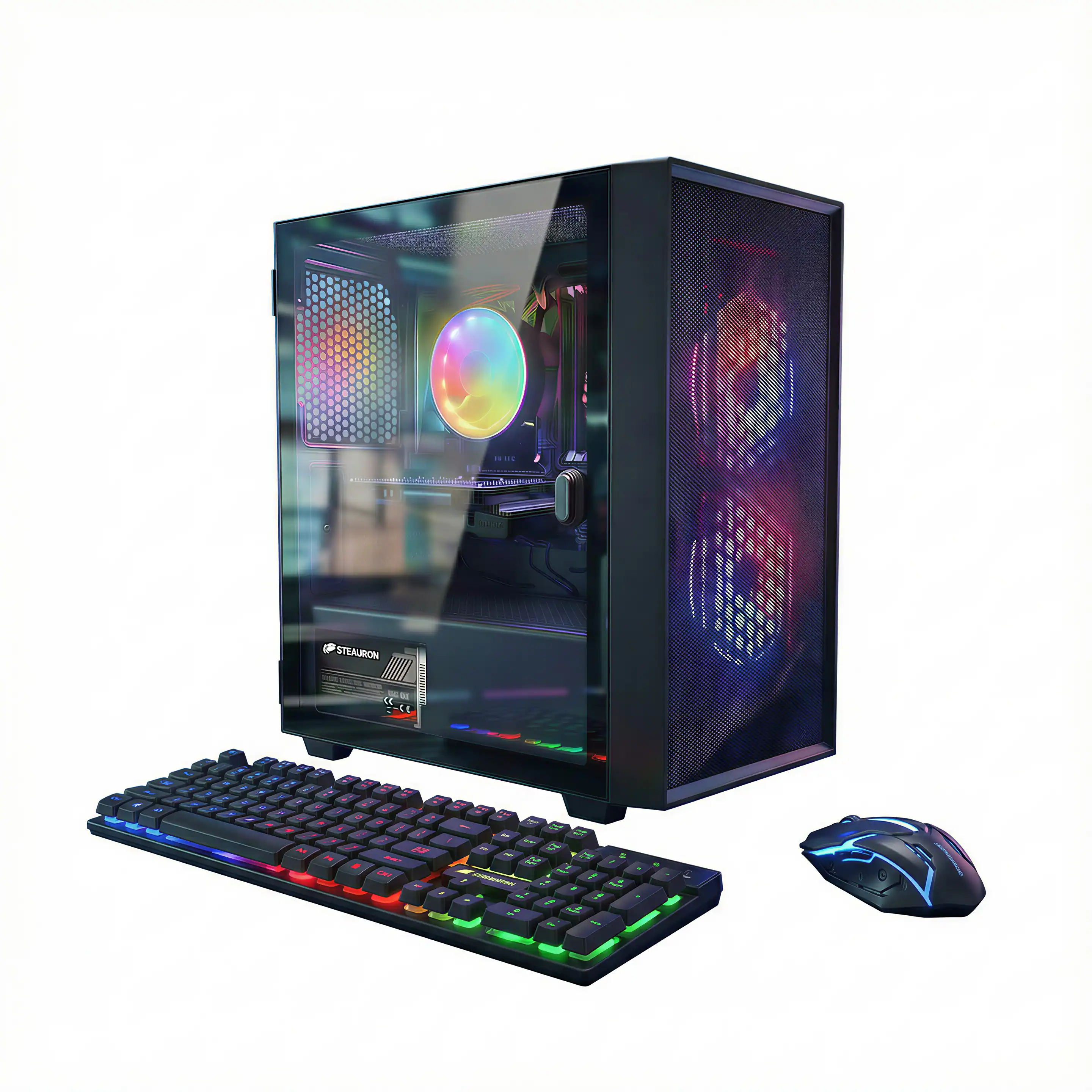 Front. STGAubron - STGAubron Gaming Desktop PC, Radeon RX 550 4G, Intel Core i5 up to 3.7GHz, 16G RAM, 512G SSD, WiFi 6, BT 5.3,  Win11H - Black.