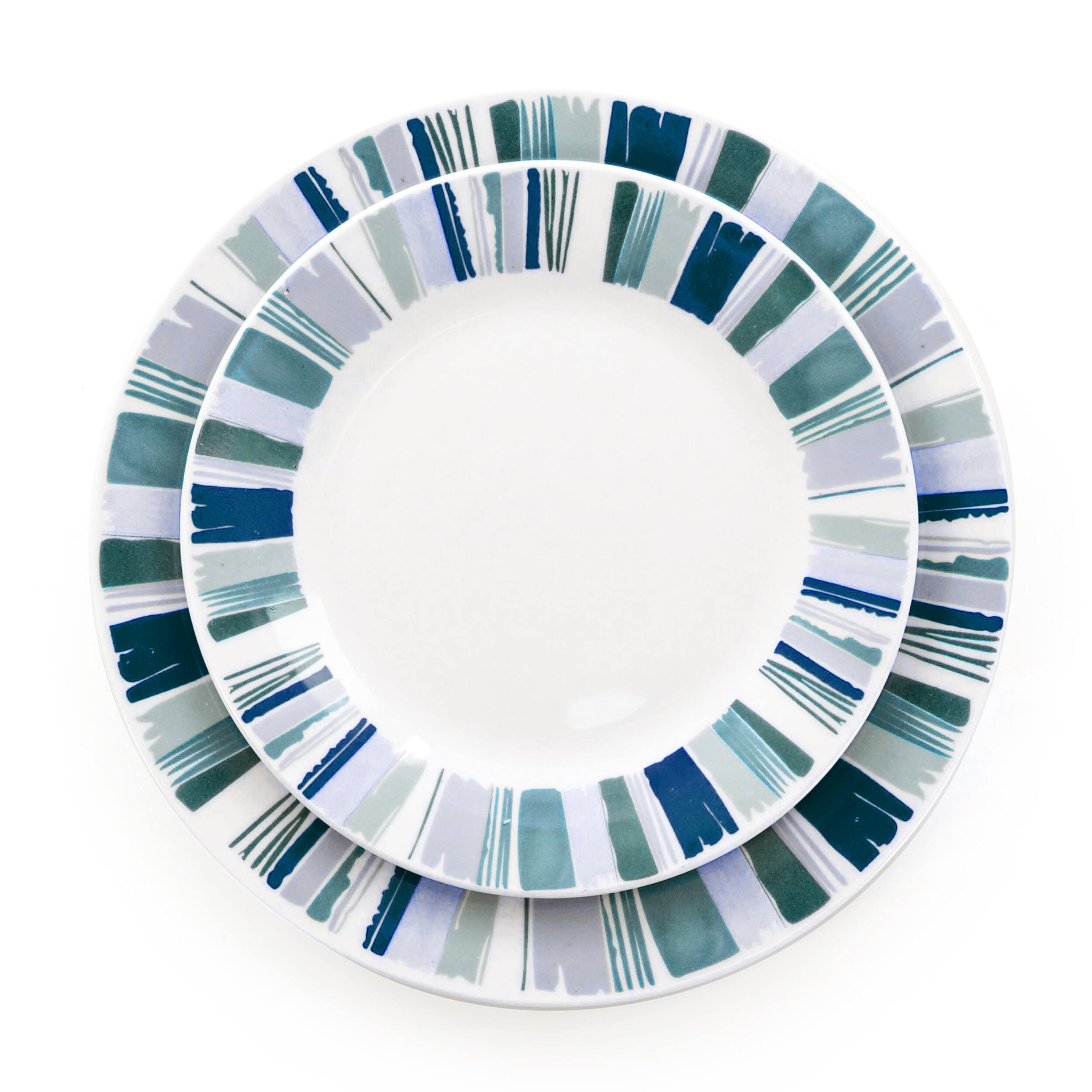 Alt View 2. Gibson - Gibson Home Orleans 12 Piece Round Ceramic Dinnerware Set in Blue - Blue Multi.