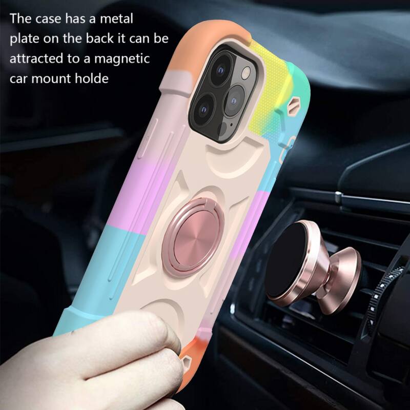 The case has a metal plate on the back, it can be attracted to a magnetic car mount holder.