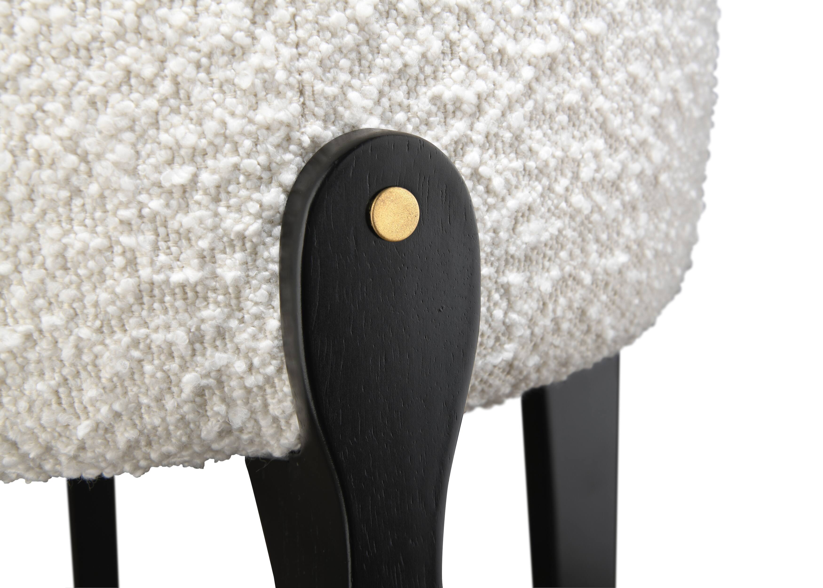 Alt View 2. LuXeo - Ellie 29 in. Black Backless Wood Bar Stool with White Boucle Fabric Seat (Set of 2) - Black/white.