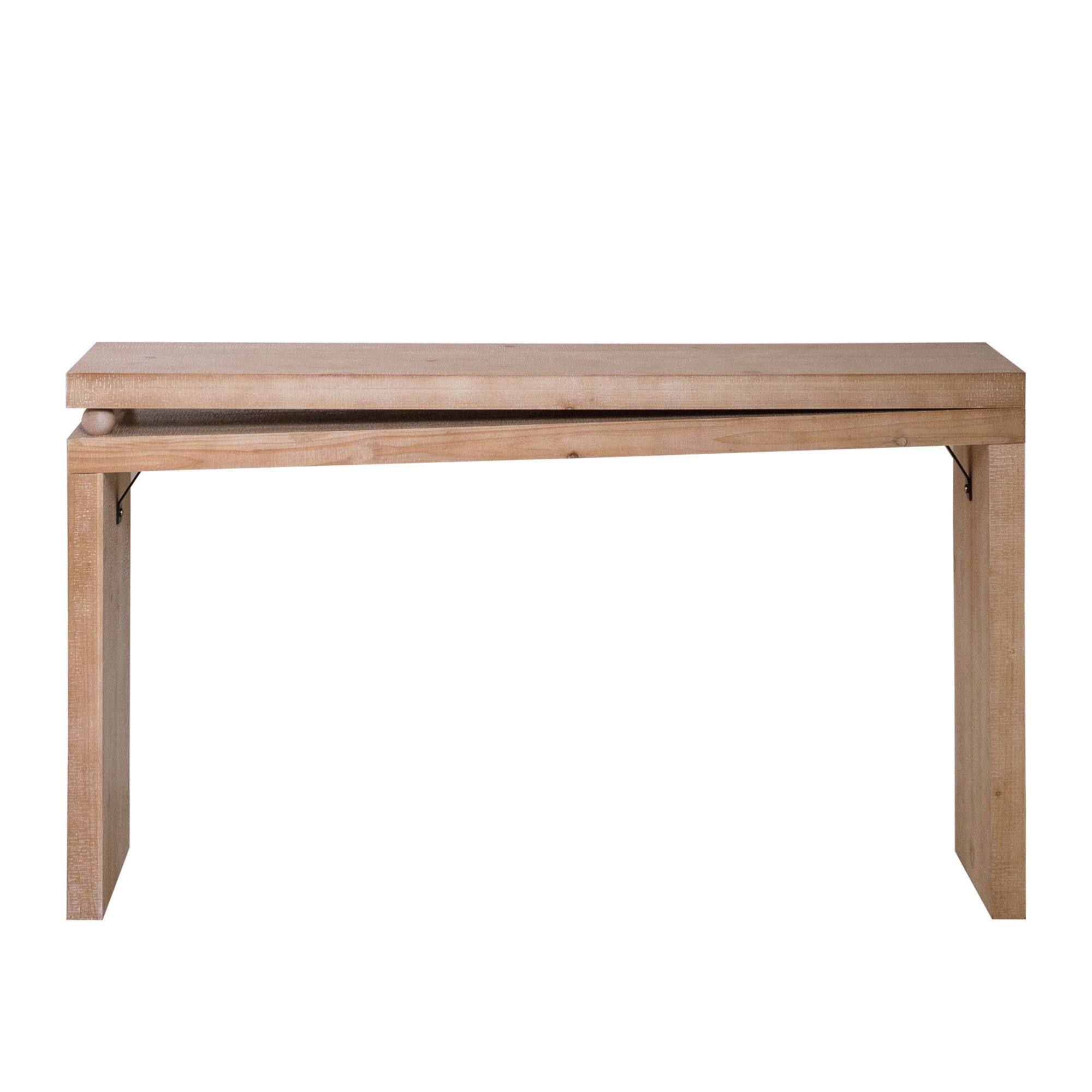 Left. GOODSILO - Slim Natural Wood Console Table with Bead Detail for Entryways Hallways and Living Rooms - Light Natural.
