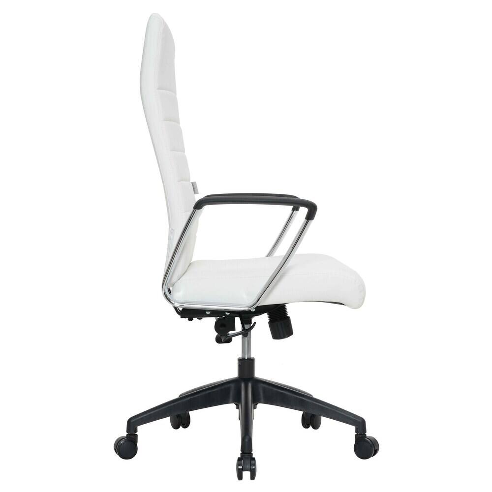 Alt View 4. LeisureMod - Hilton High-Back Adjustable Office Desk Chair Upholstered in Leather with Steel Frame, Swivel, and Ergonomic Support - White.