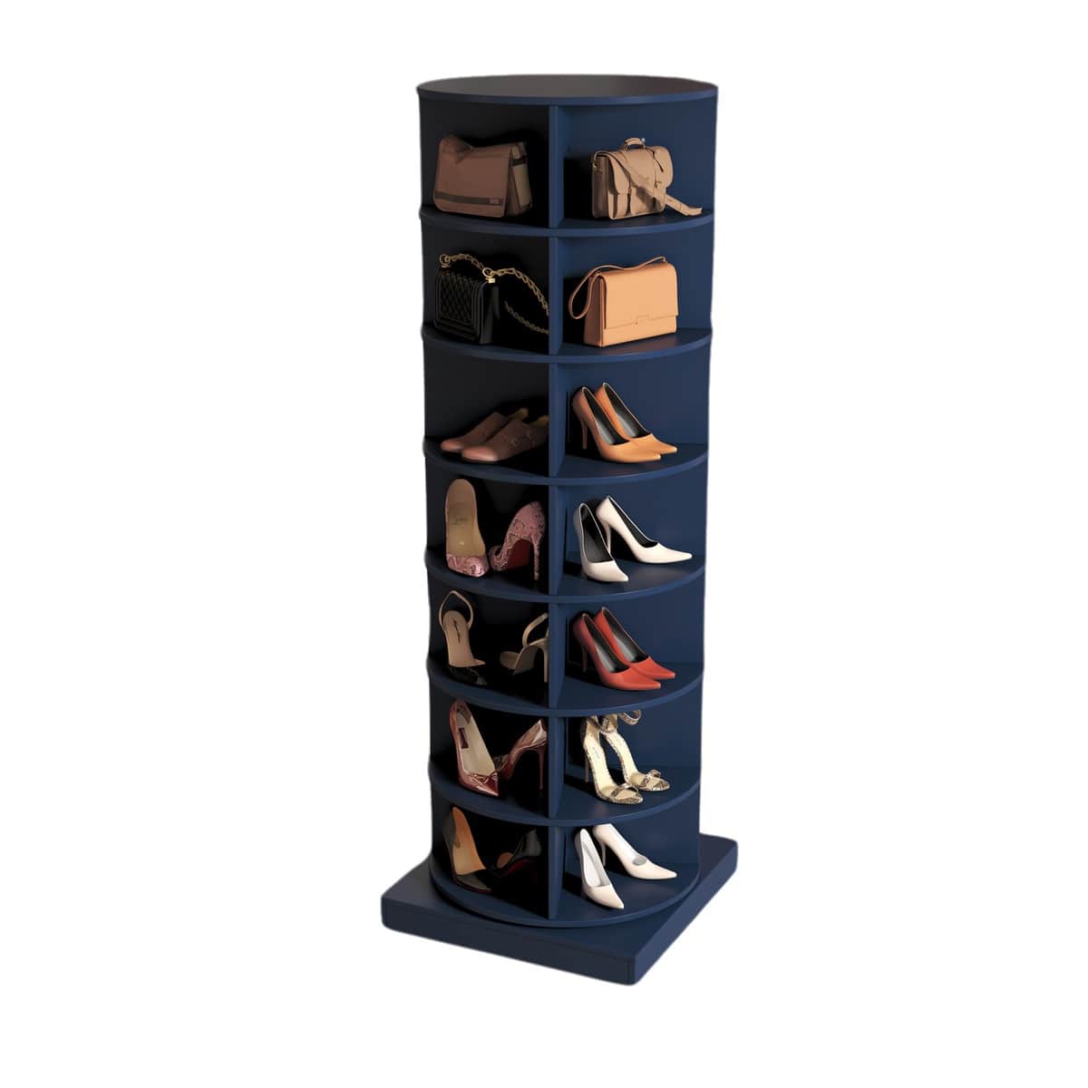 Spaco - 7-Layer 360 Rotating Shoe Cabinet,Space Saving Shoe Storage Organizer,Freestanding Shoe Rack for Entryway Bedroom - Navy Blue