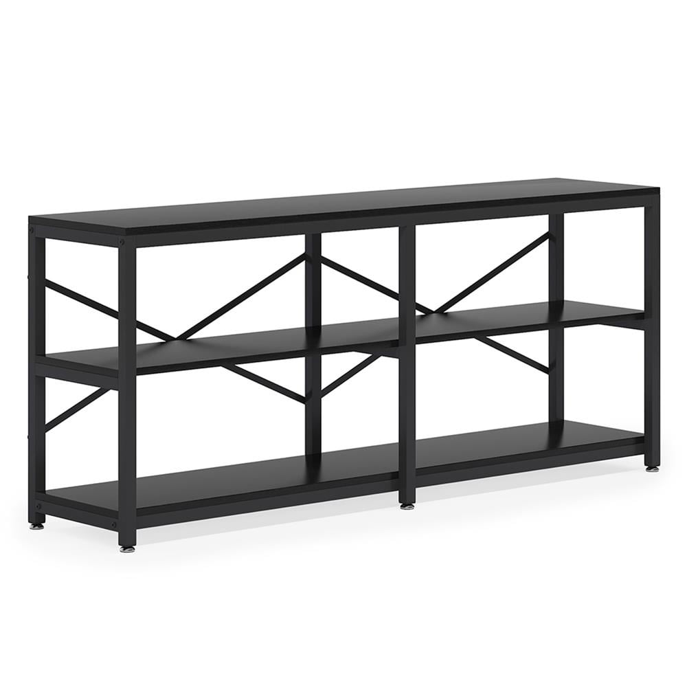 Back. Kadyn - Entryway Table, Console Sofa Table,3-Tier Console Table, 70.9" Long Foyer Sofa Table with Storage Shelves, Black - Black.