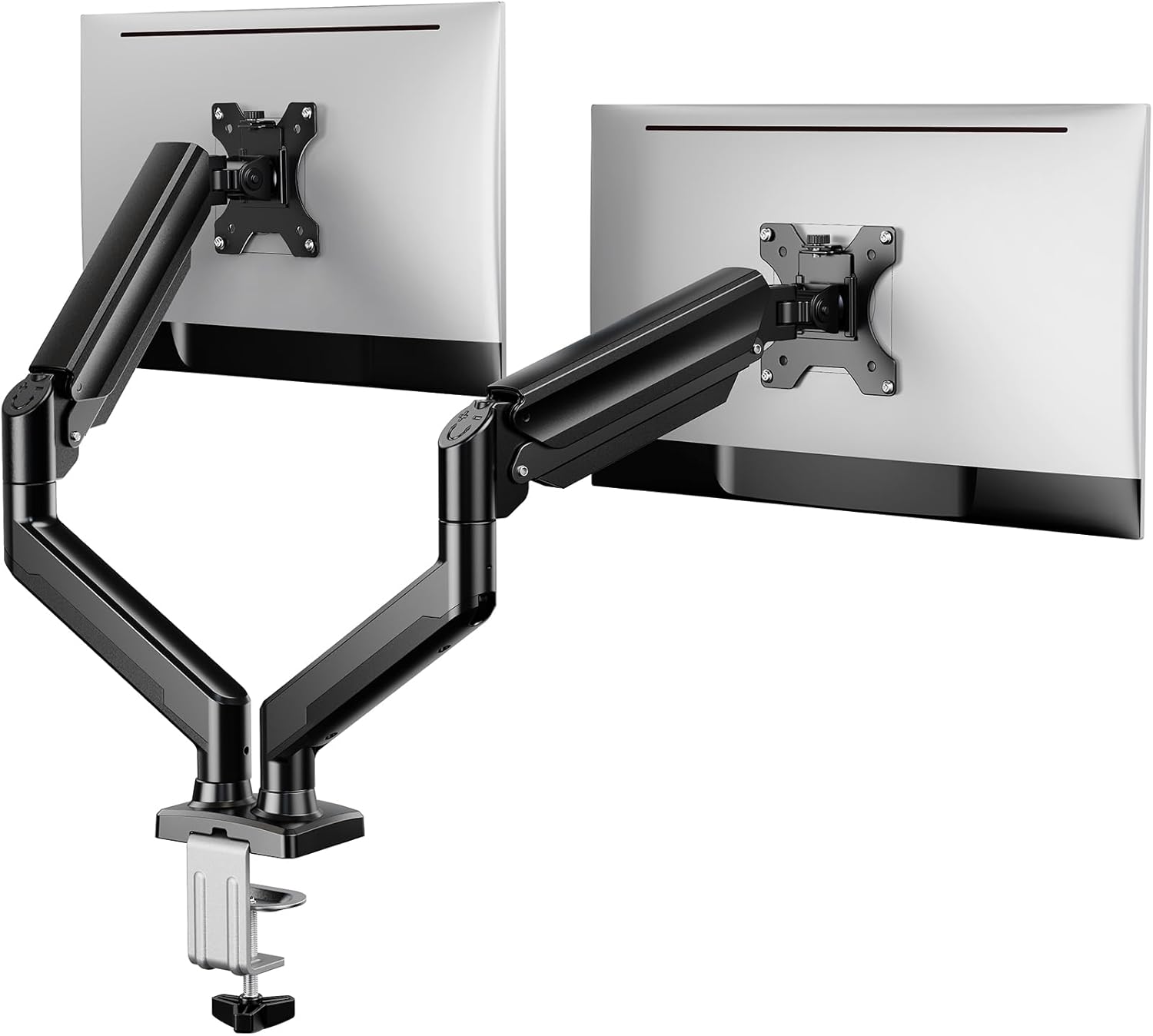 Front. FINEAK - Dual Monitor Stand up to 33 inches Screen, Adjustable Dual Monitor Mount - Black.