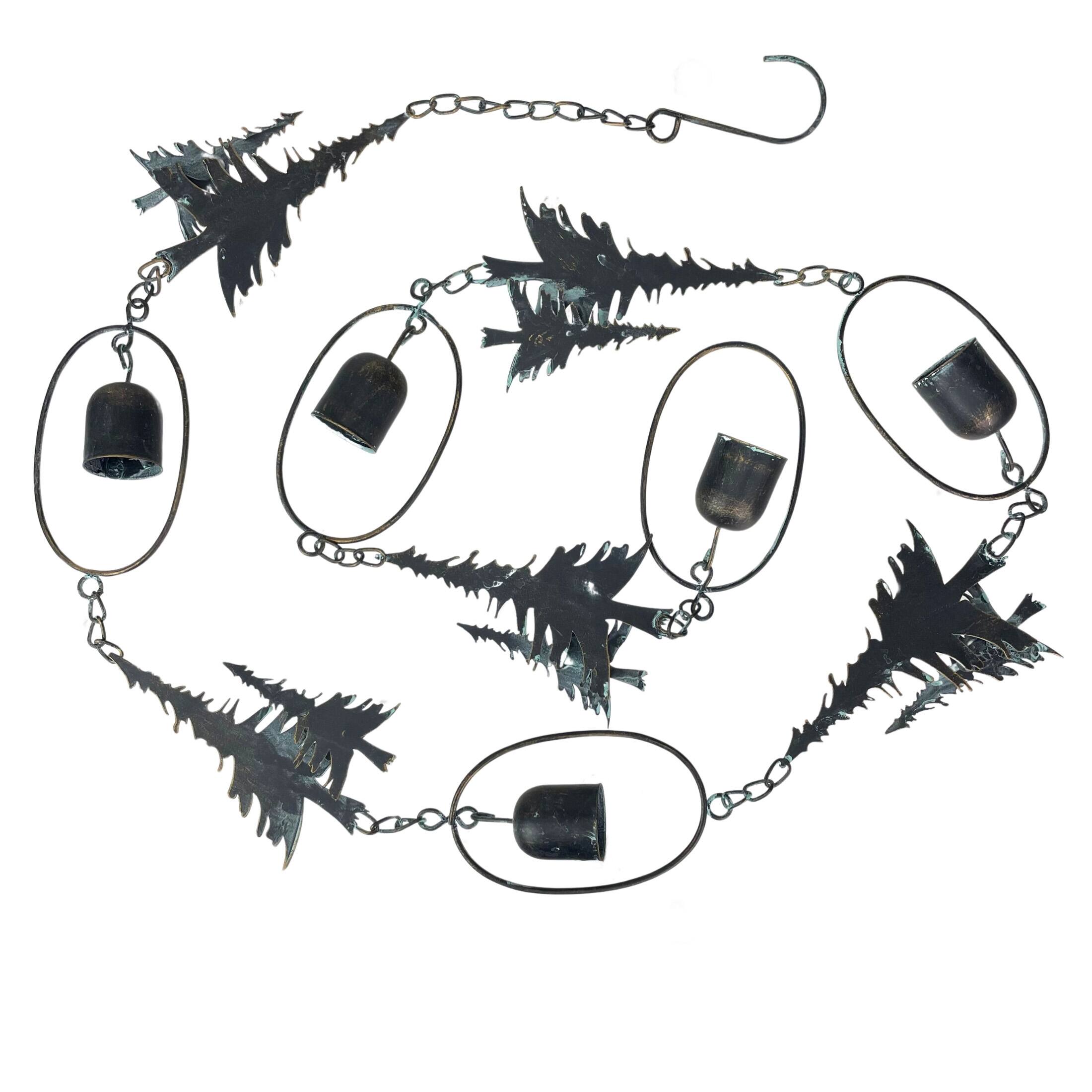 "Things2Die4 - 70"" Metal Rain Chain - Forest Trees & Zen Bells, Aged Verdigris, 3.25"" Diameter - Black" price history on PriceWatchPro