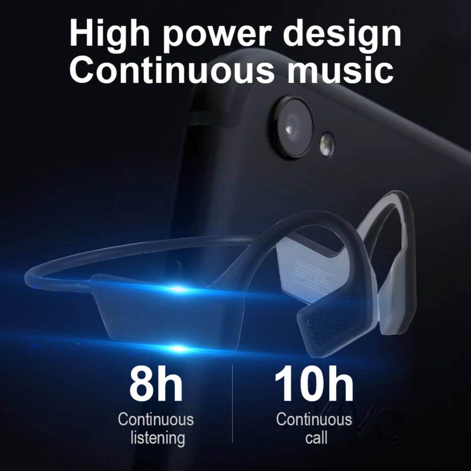High power design  
Continuous music  
8h Continuous listening  
10h Continuous call