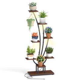 Gymax - 62'' Tall 8-Tier Corner Metal Plant Shelf for Multiple Plants Living Room Balcony - Brown