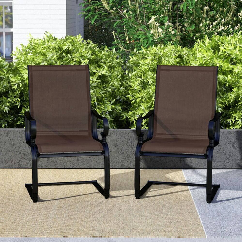 Back. Pefilos - Set of 2 Patio Chairs with Quick-drying and Breathable Fabric for Backyard, Patio Conversation Set for Outdoor as - Brown.